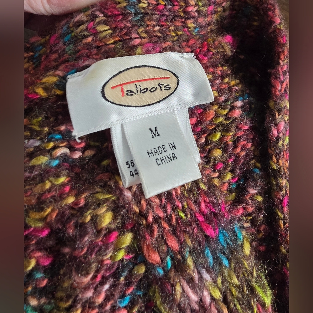 Talbots Wool Blend Brown Multi Button Cardigan Me… - image 3